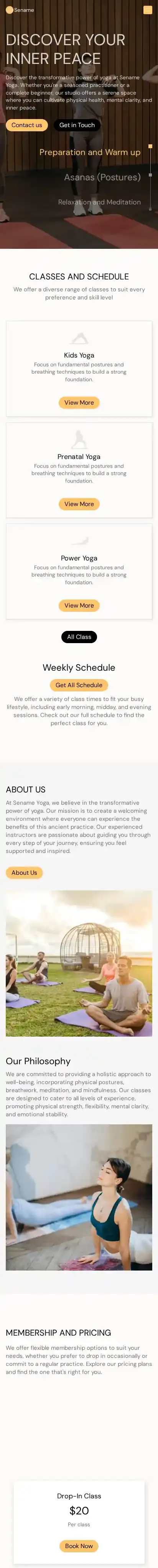 Sename home page on mobile