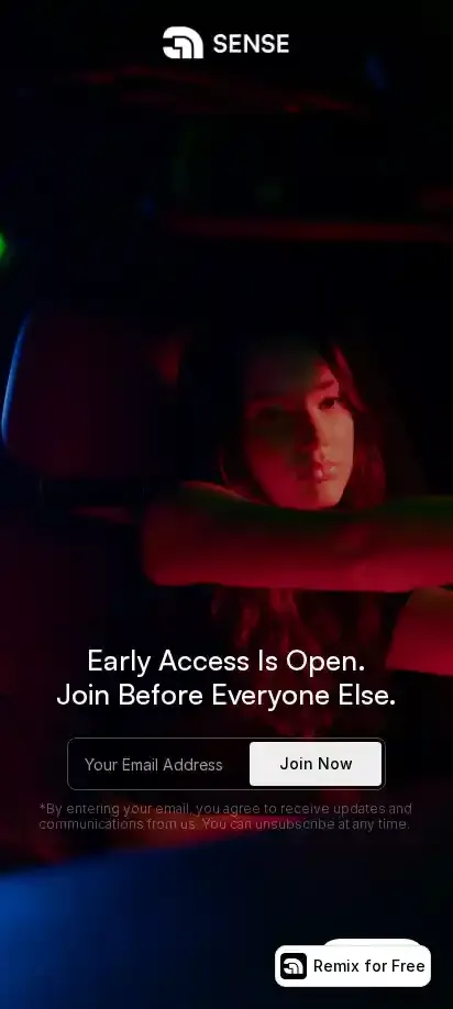 Sense home page on mobile