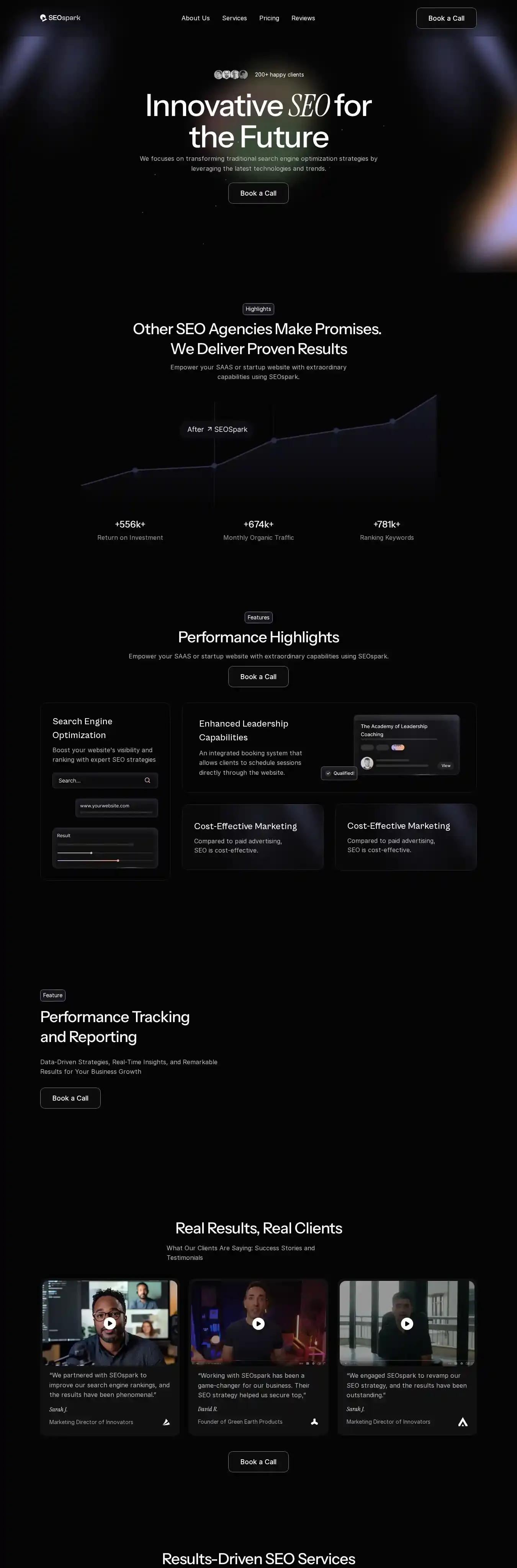 SEO Spark home page on desktop
