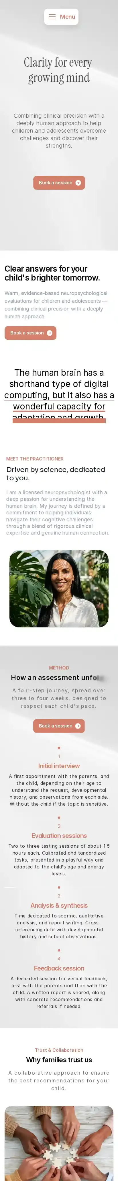 Serena home page on mobile