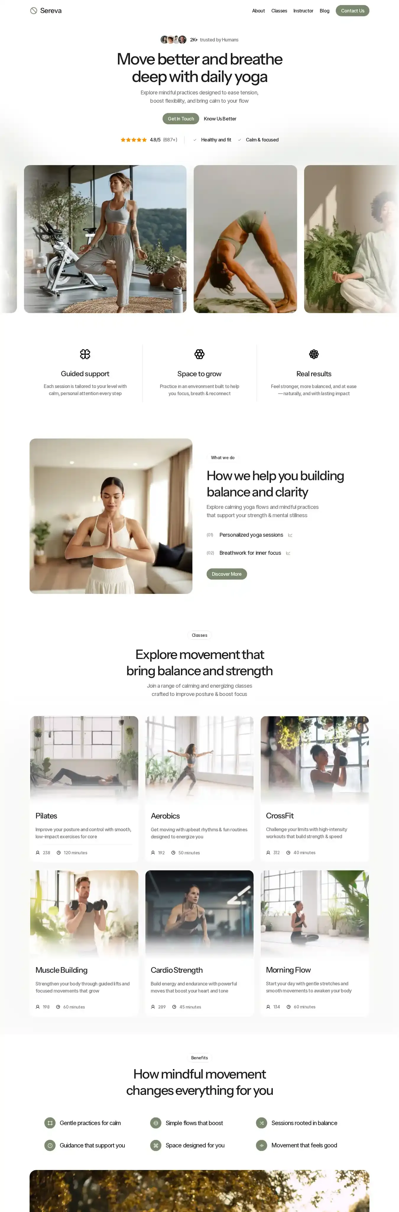 Sereva home page on desktop