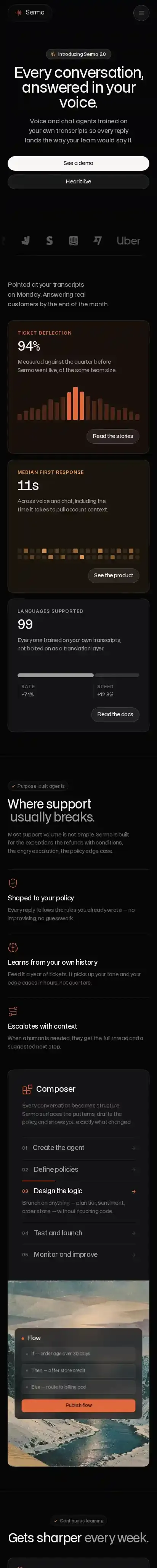 Sermo home page on mobile
