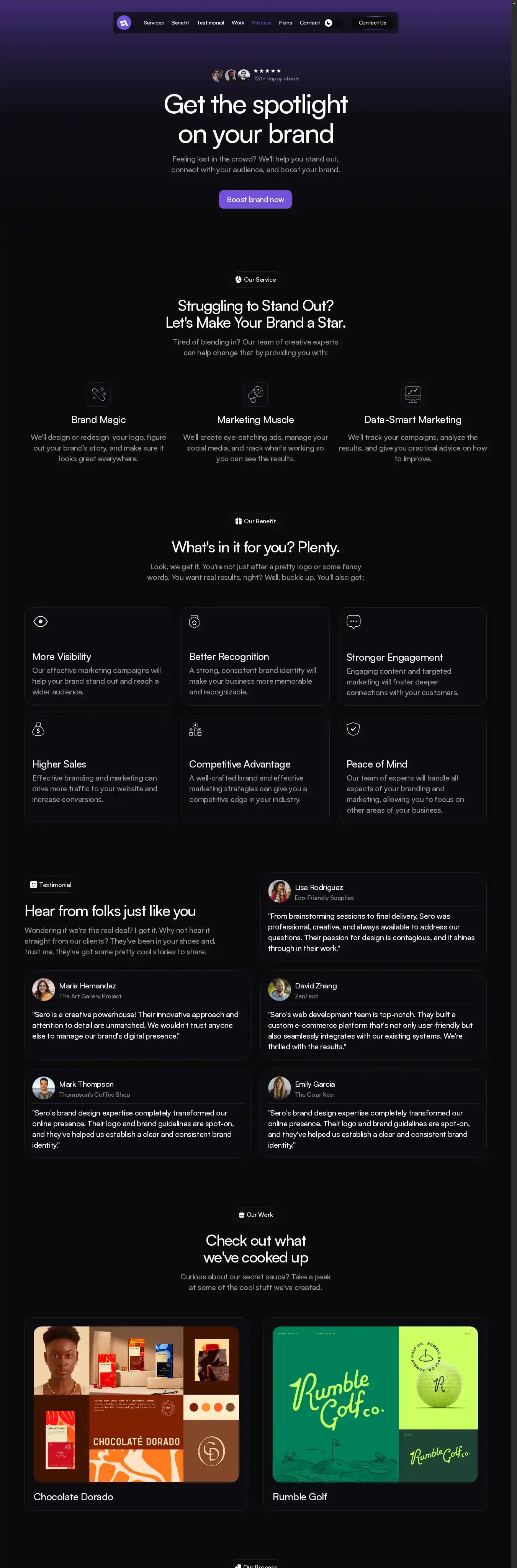 Sero home page on desktop