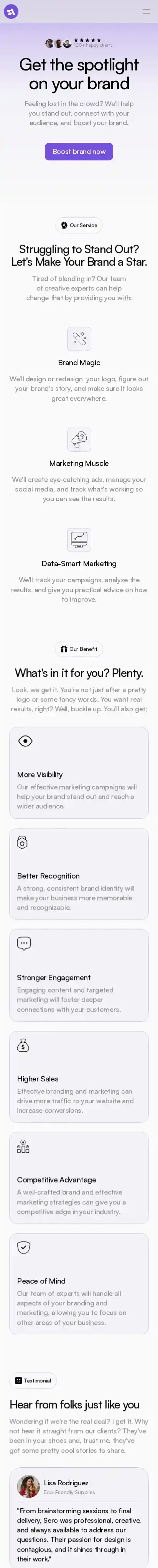 Sero home page on mobile