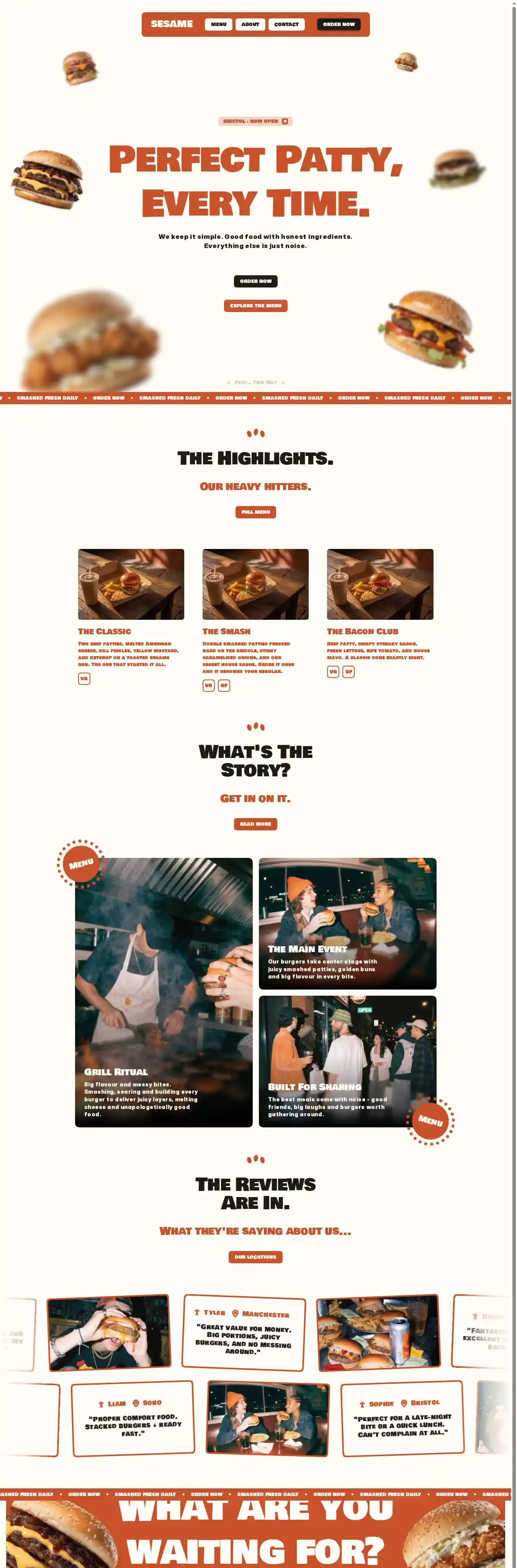 Sesame home page on desktop