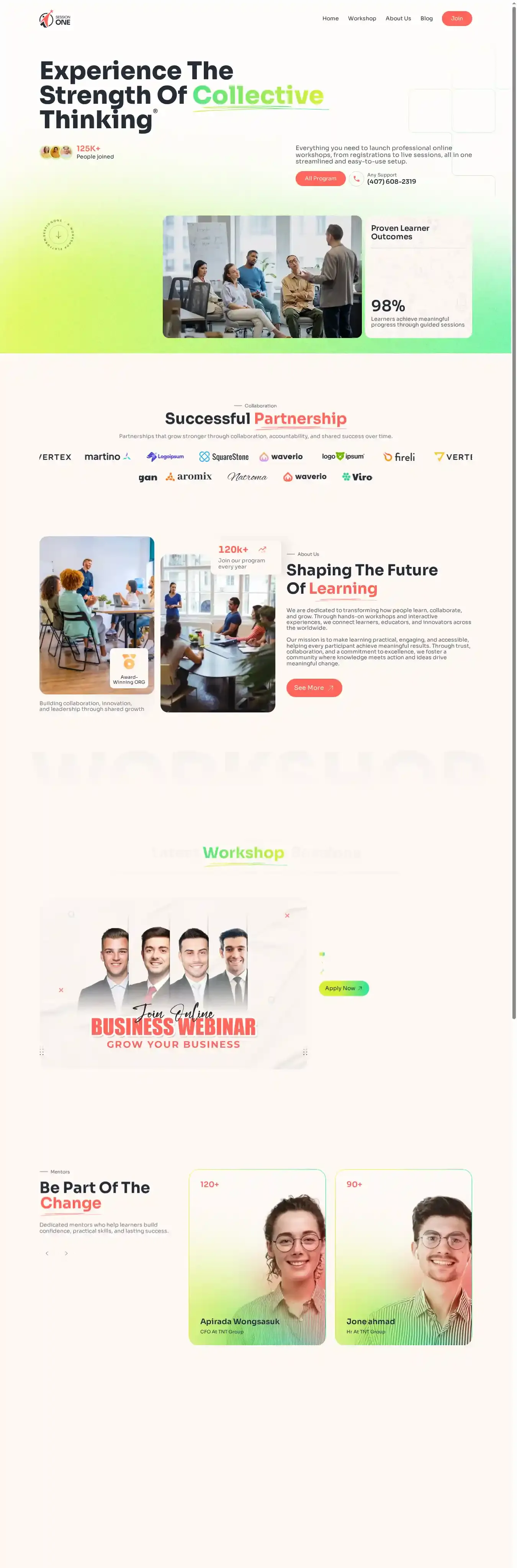 SessionOne home page on desktop
