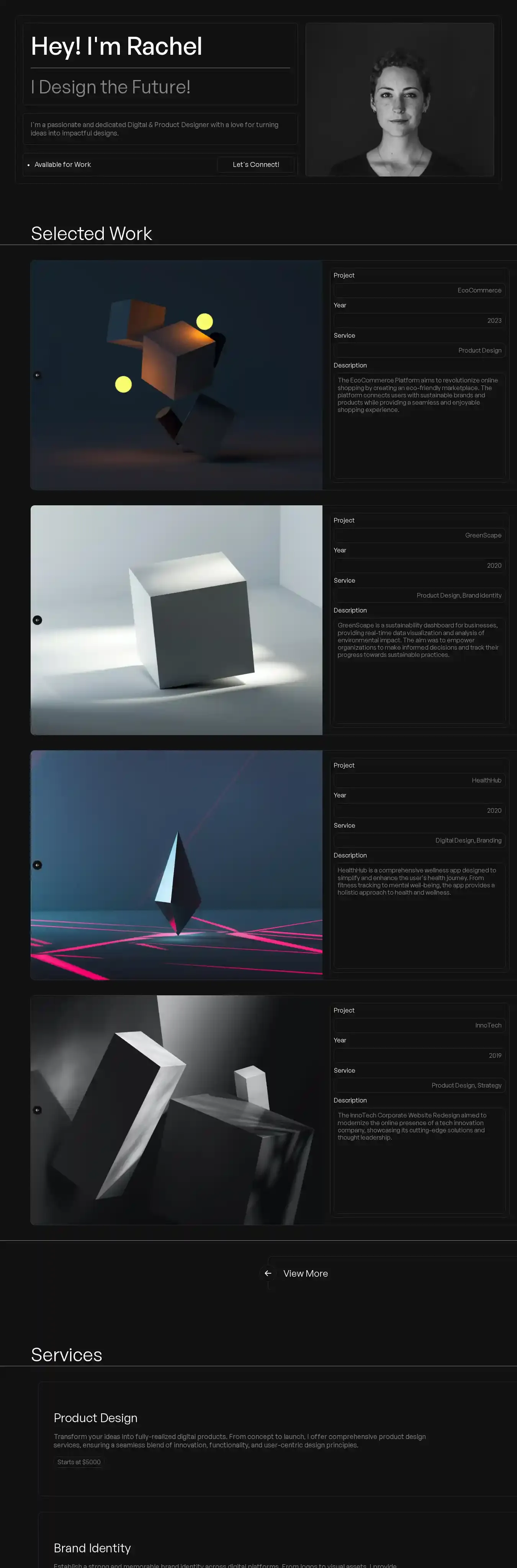 Shade home page on desktop