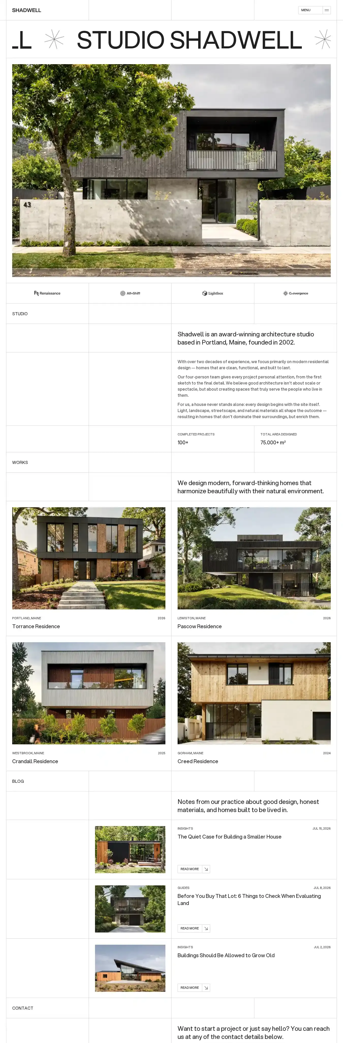 Shadwell 2.0 home page on desktop
