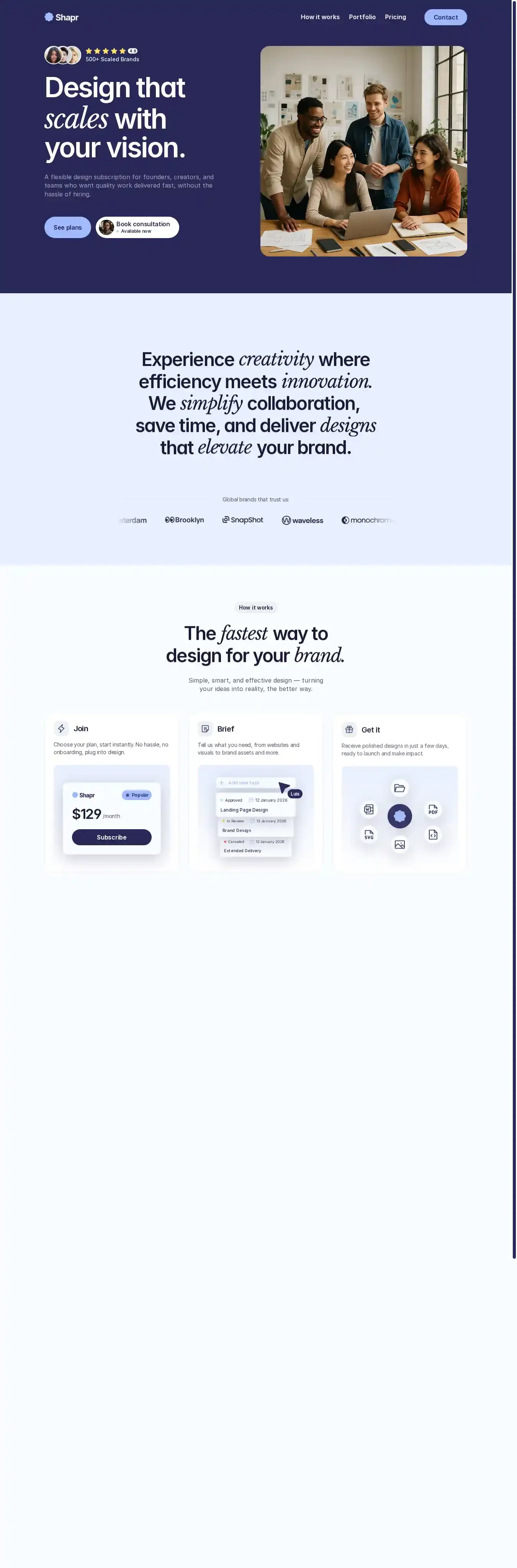 Shapr home page on desktop