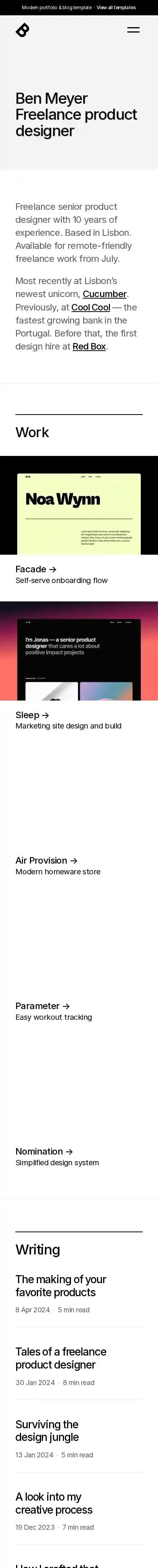 Sharp home page on mobile