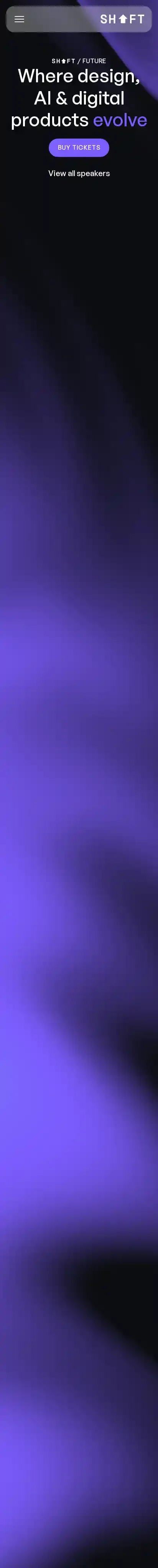 Shift/Future home page on mobile
