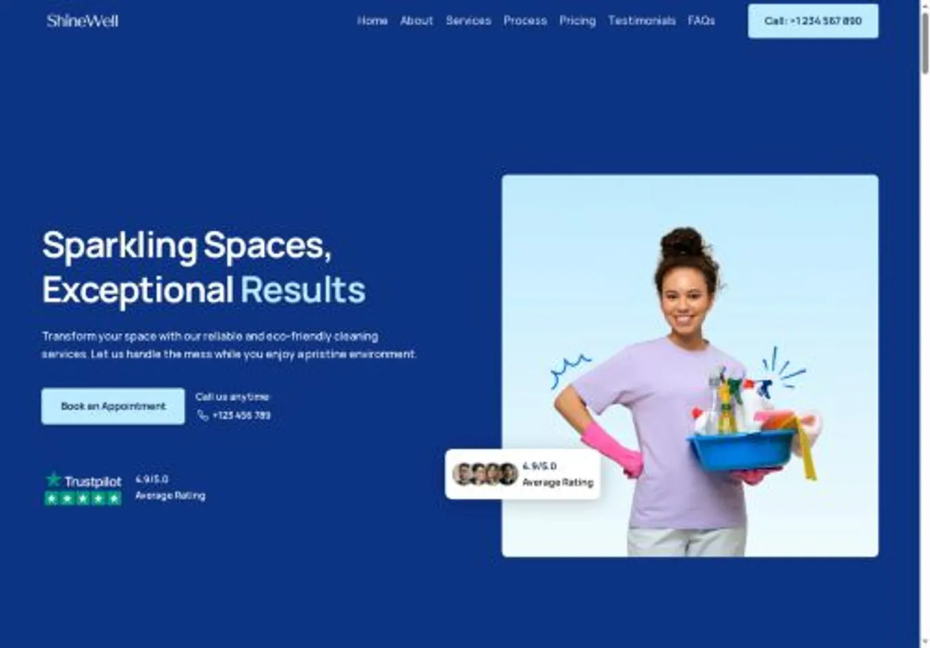ShineWell home page on desktop