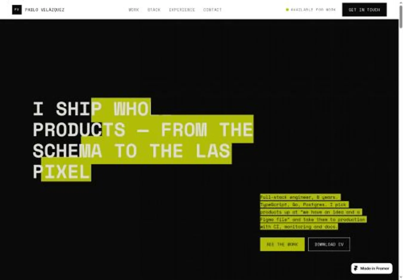 Shipped home page on desktop