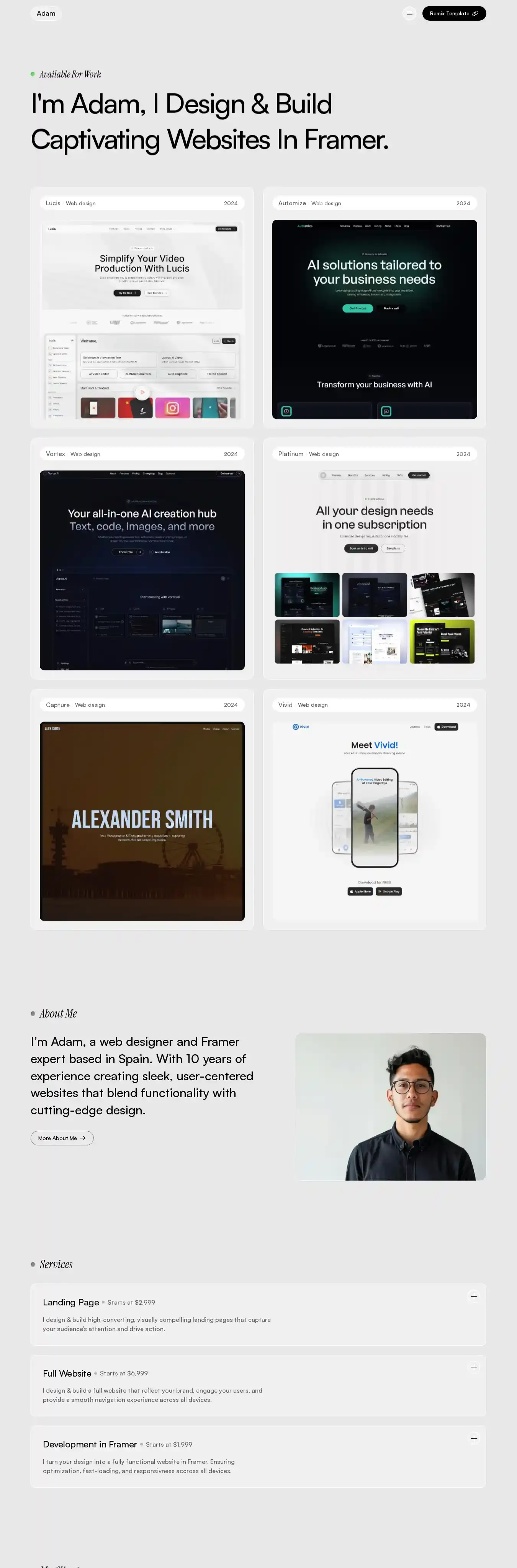 Shiro home page on desktop