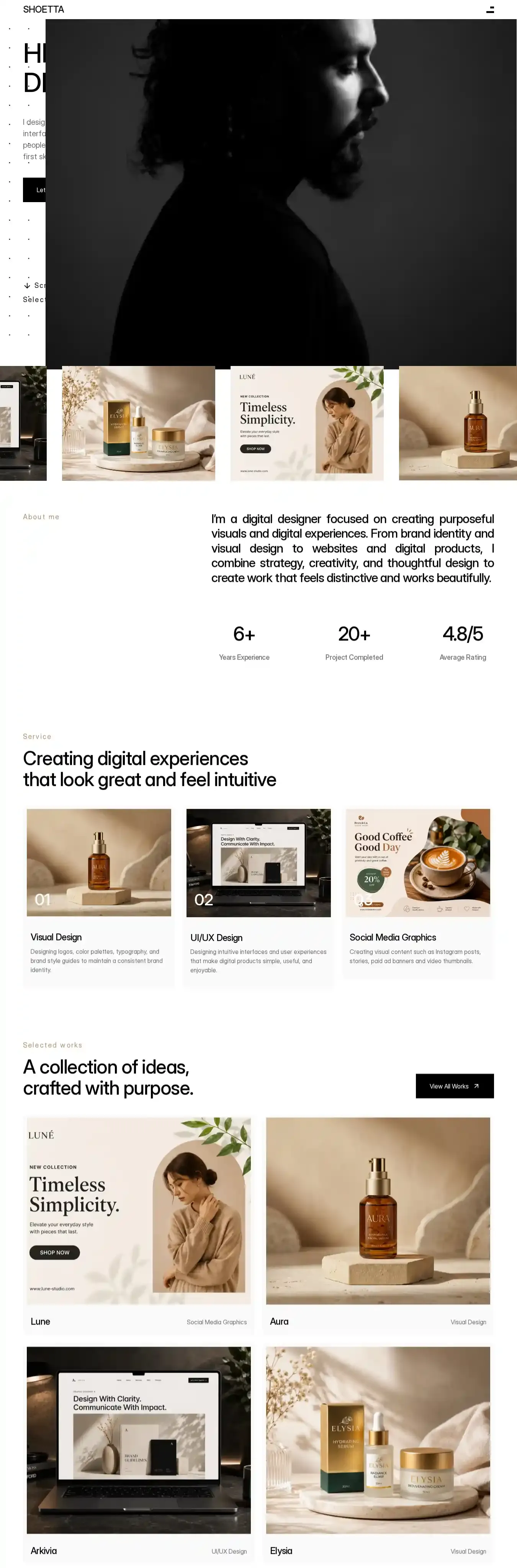 SHOETTA home page on desktop