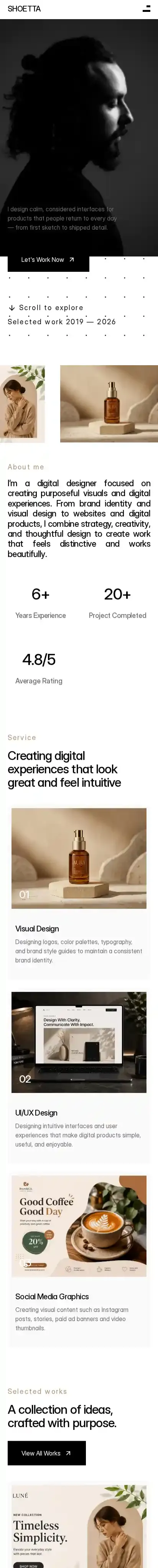 SHOETTA home page on mobile