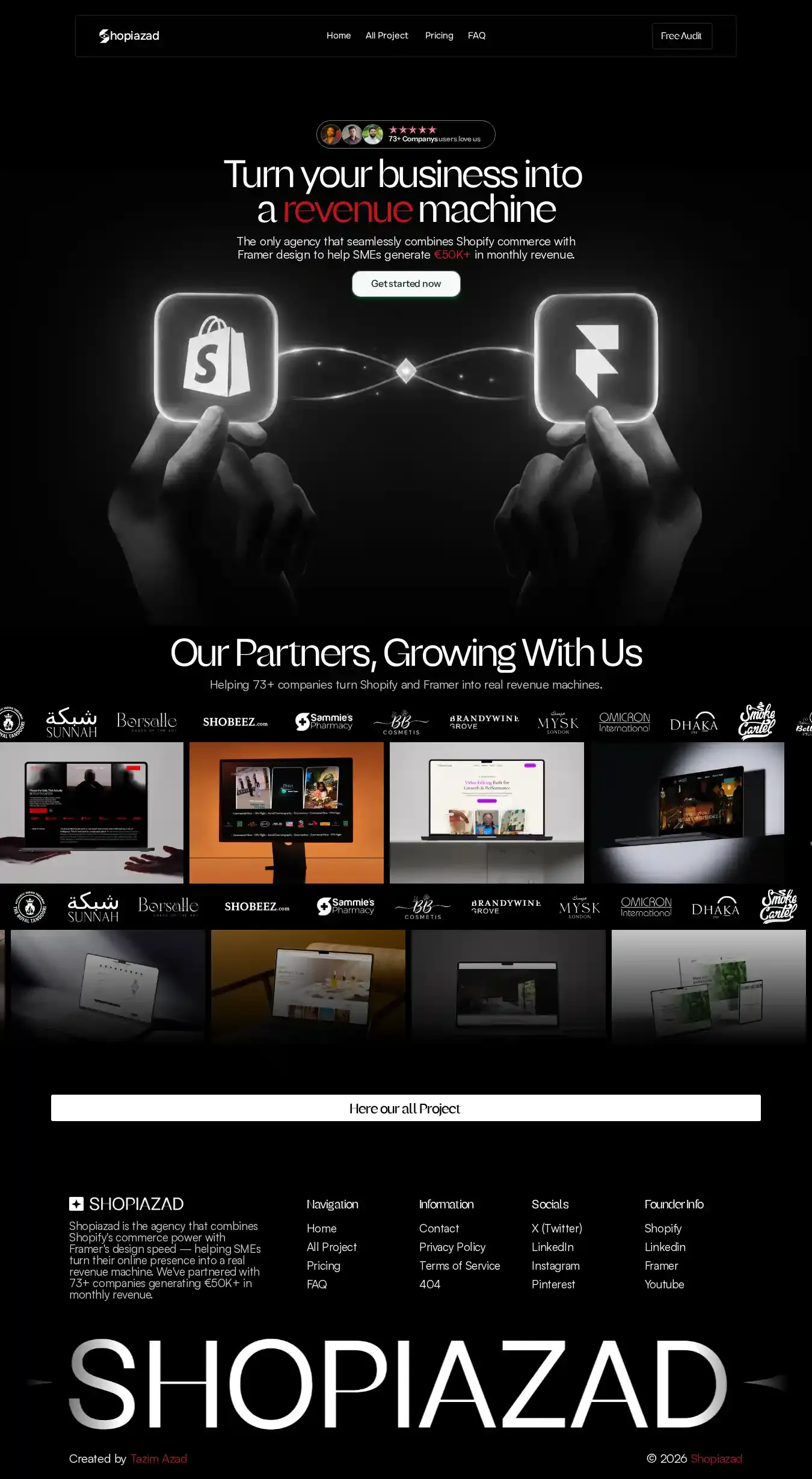 Shopiazad home page on desktop