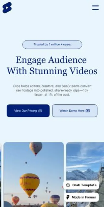 Shortss home page on mobile