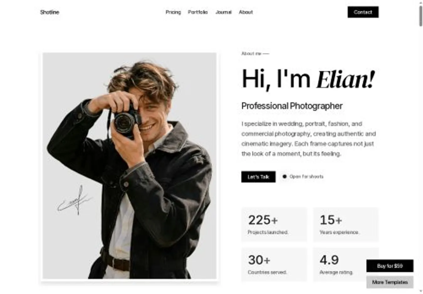 Shotline home page on desktop