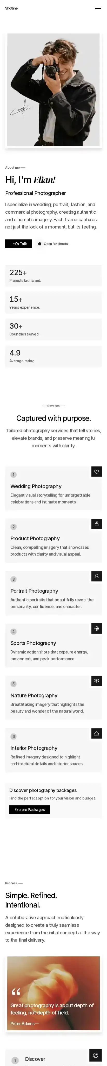 Shotline home page on mobile
