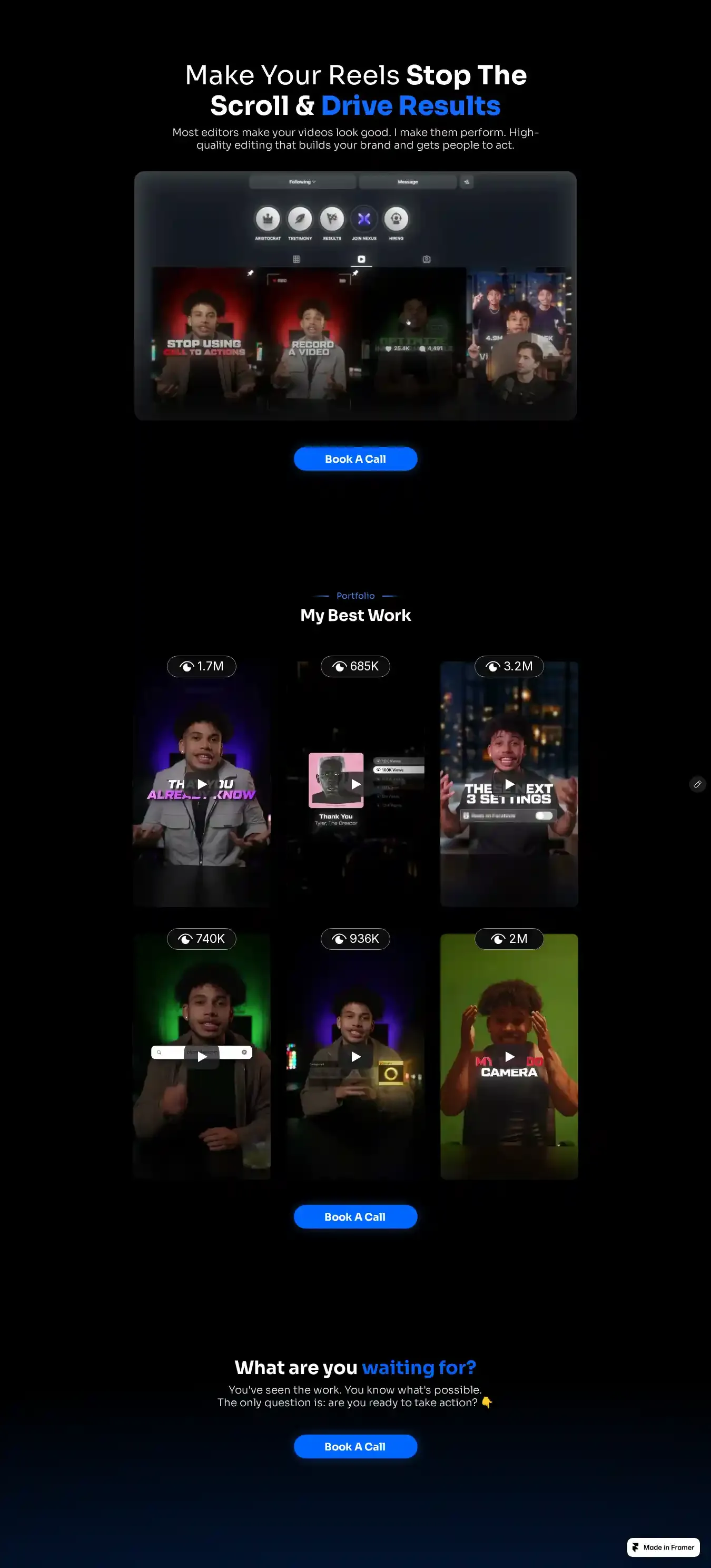 Showcase Your Work home page on desktop