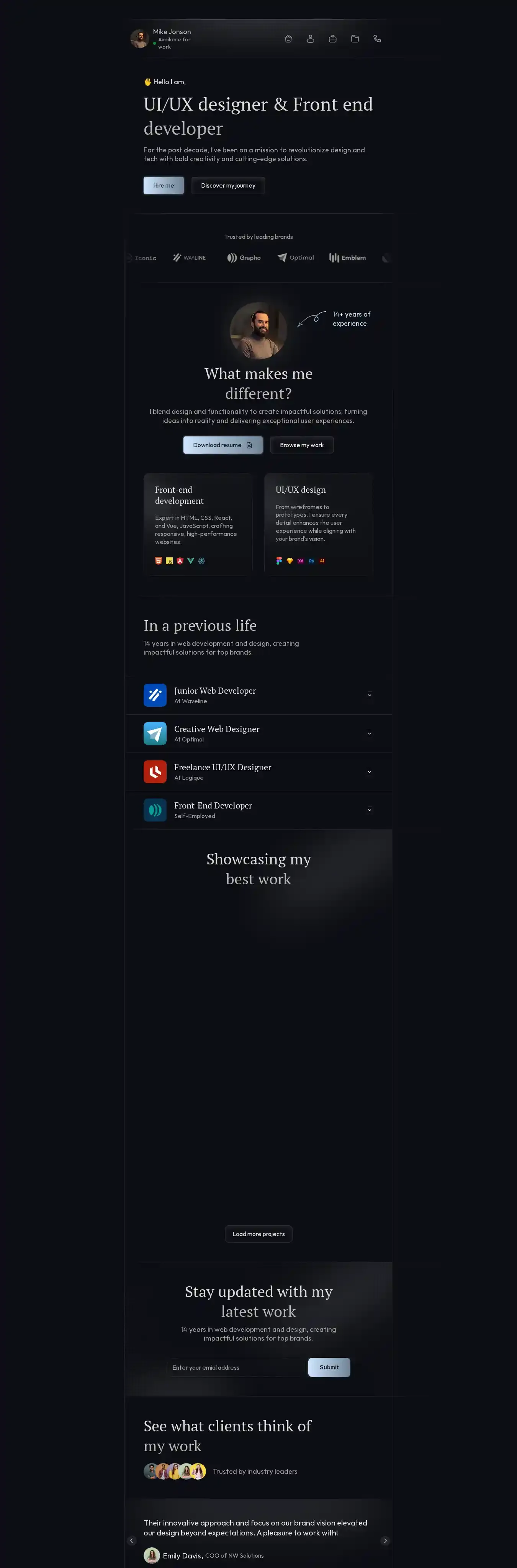 Showoff home page on desktop