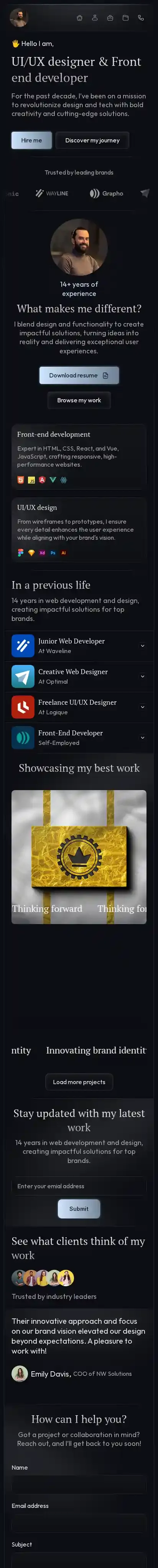 Showoff home page on mobile