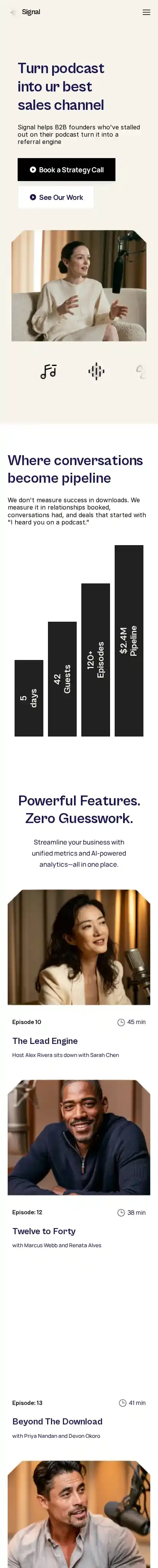 Signal Podcast home page on mobile