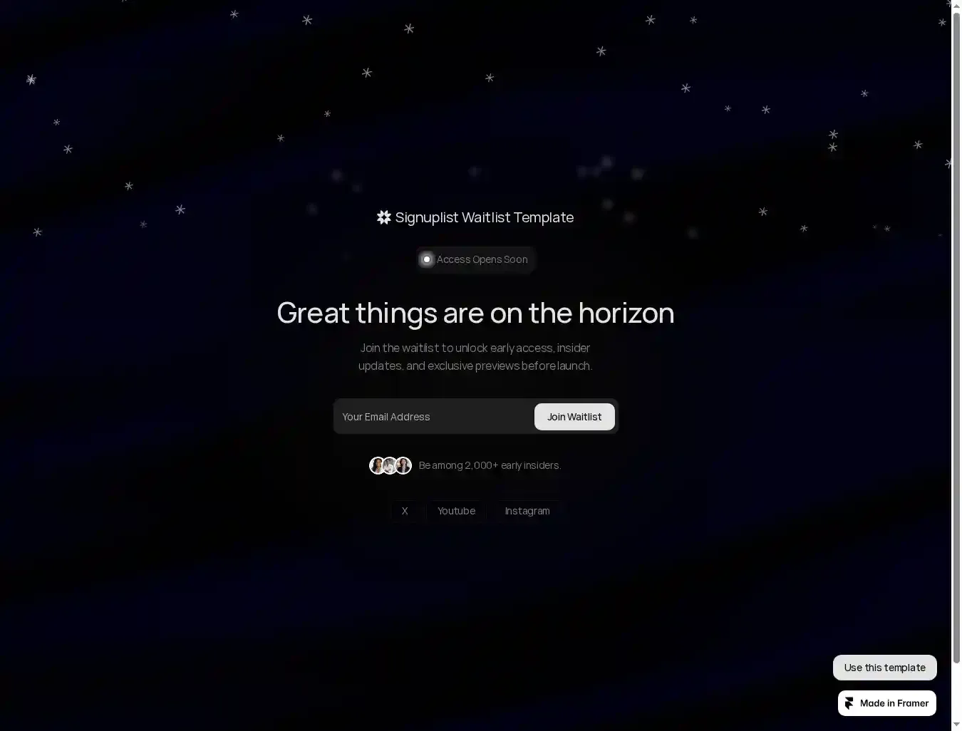 Signuplist home page on desktop