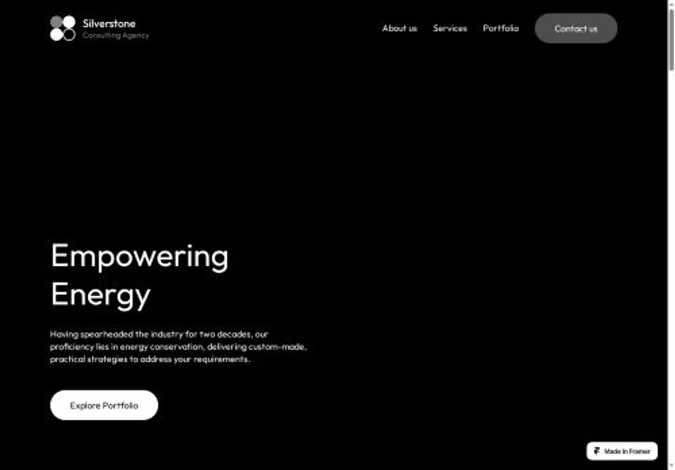 Silverstone home page on desktop