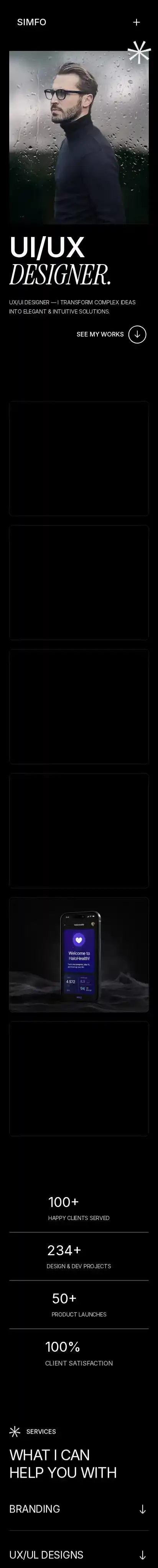 Simfo home page on mobile