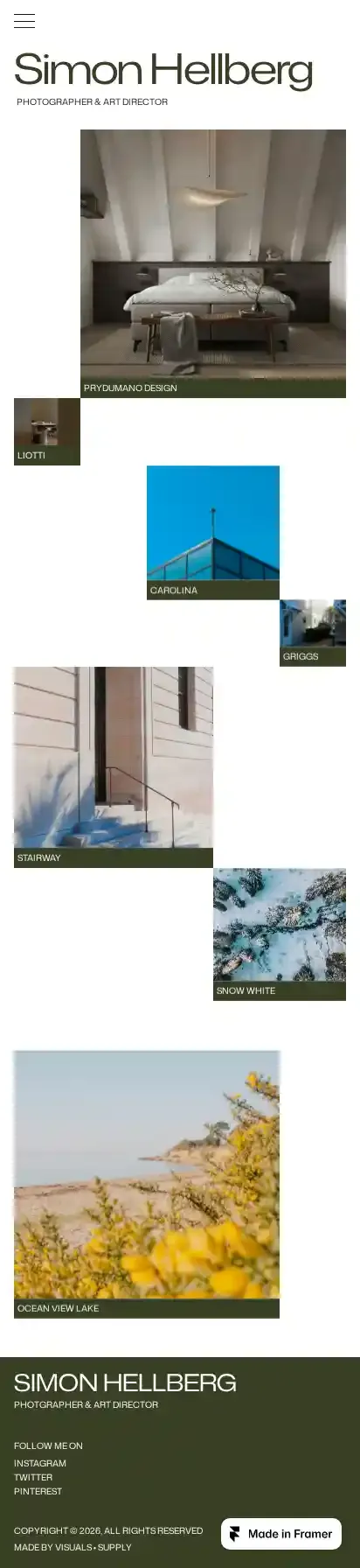 SimonHelberg home page on mobile