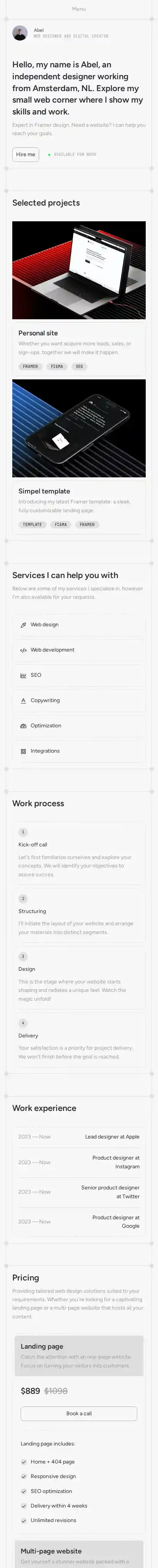 Simpel home page on mobile