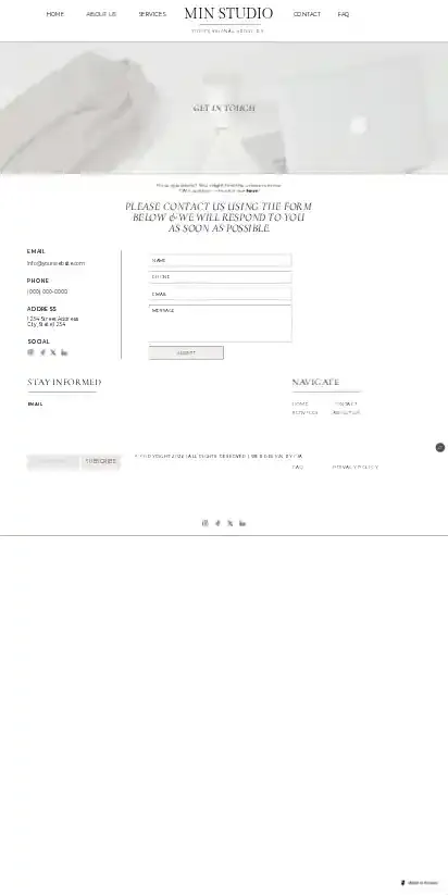 Simple Contact Page home page on mobile