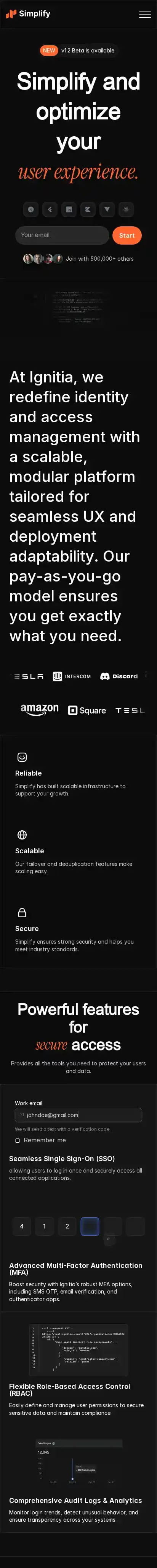 Simpli home page on mobile