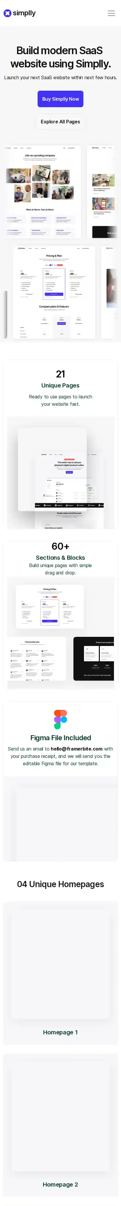 Simplly home page on mobile