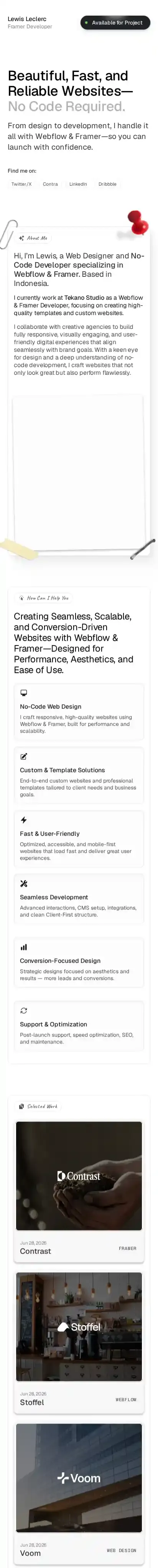 Simplyfolio home page on mobile