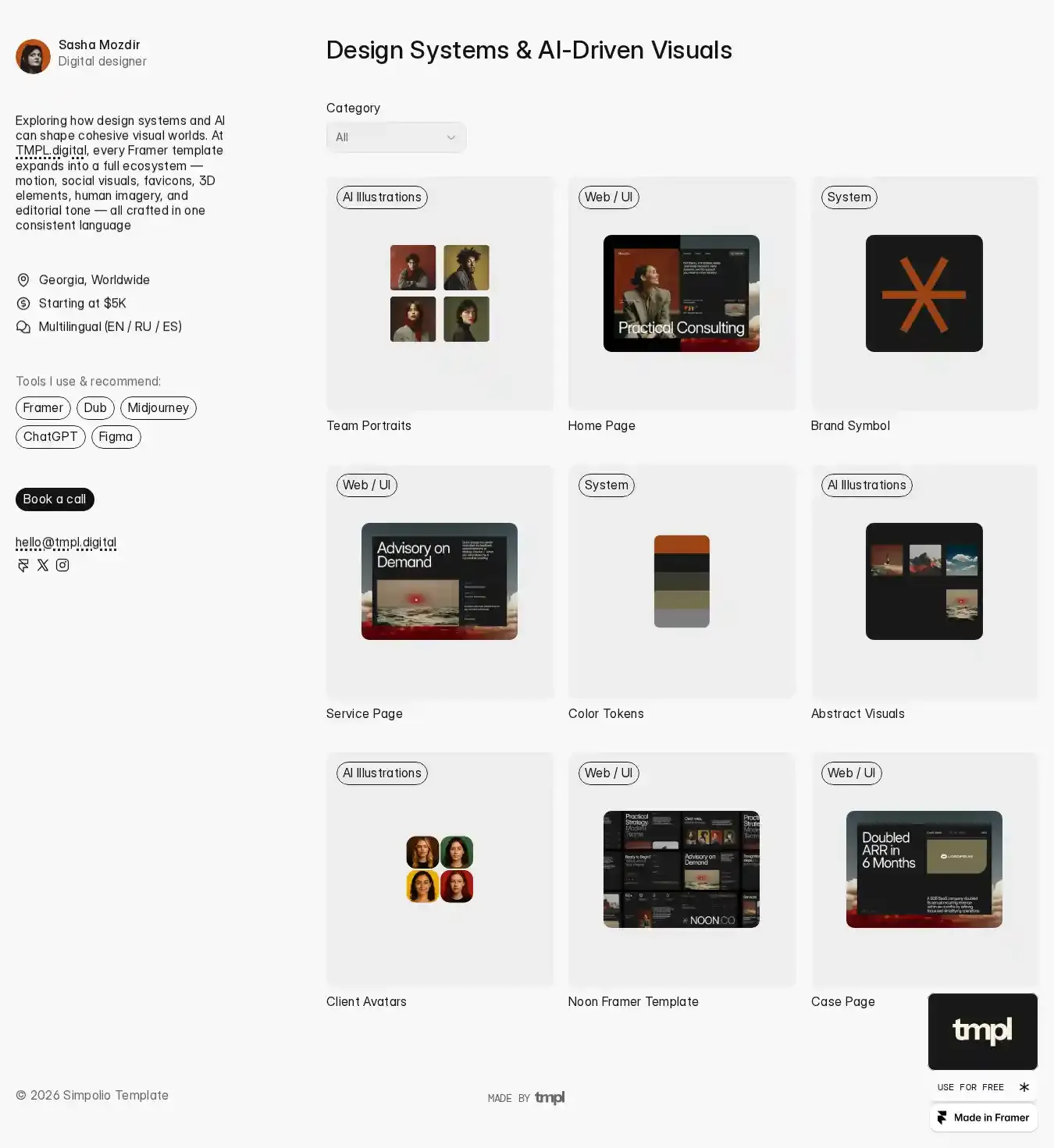 Simpolio home page on desktop