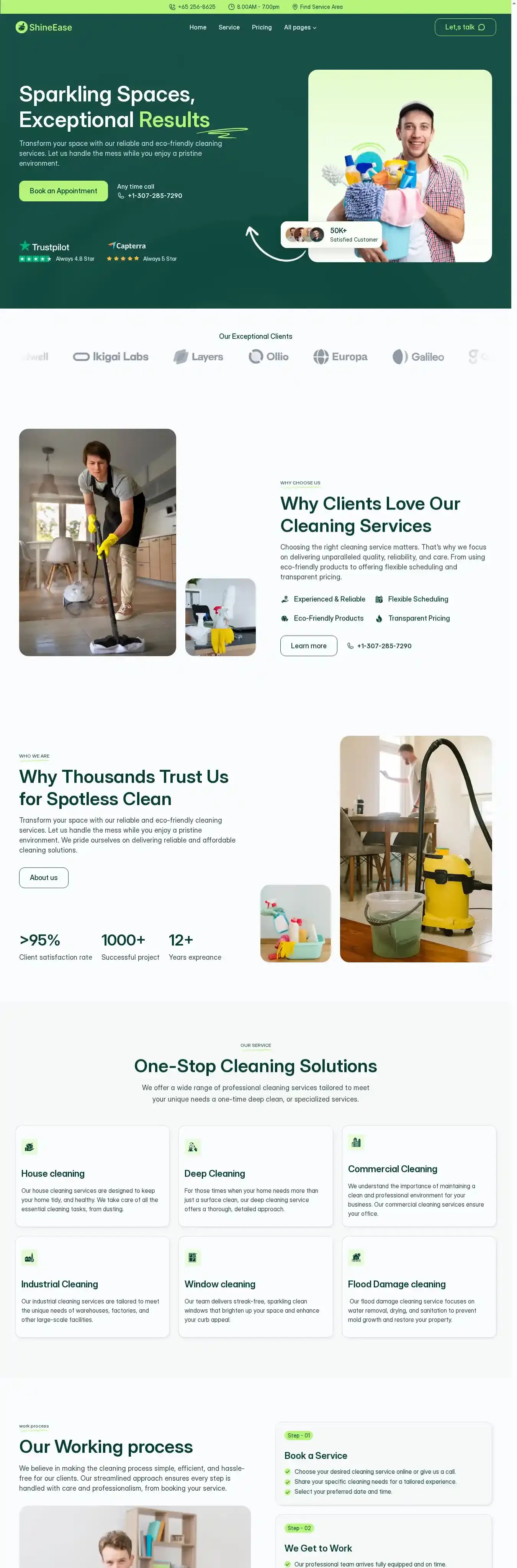 SineEase home page on desktop