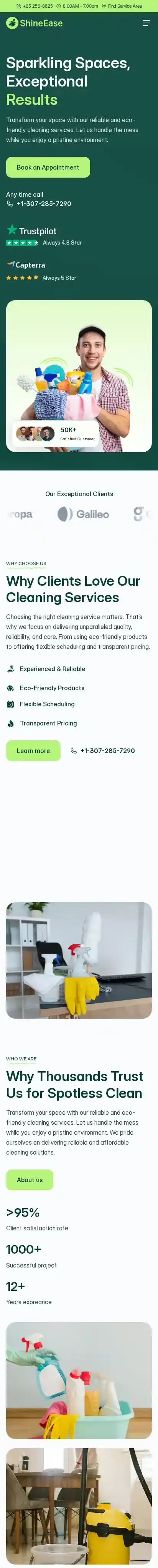 SineEase home page on mobile
