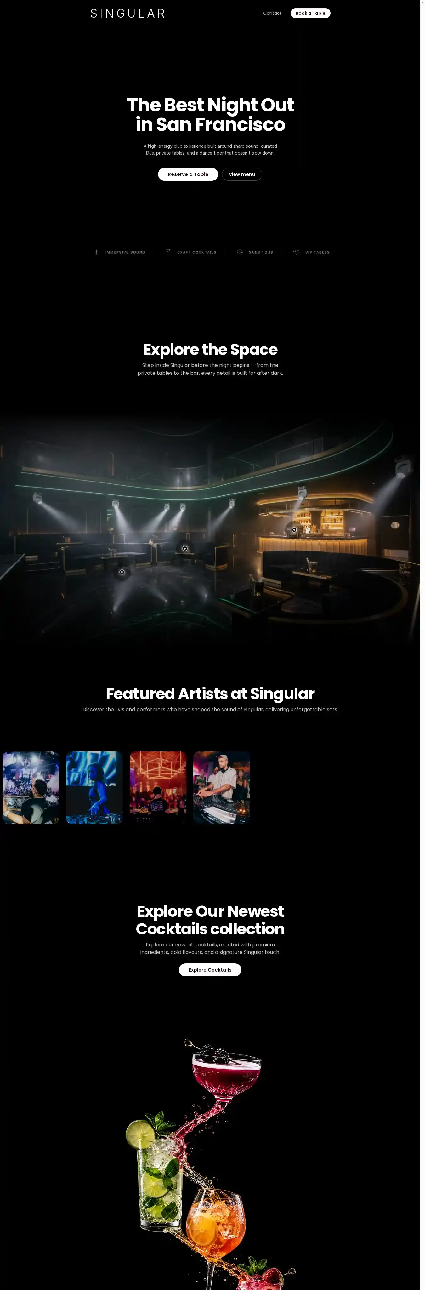 Singular home page on desktop
