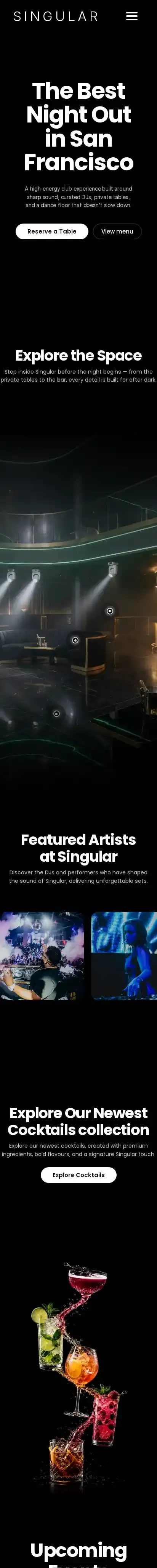 Singular home page on mobile