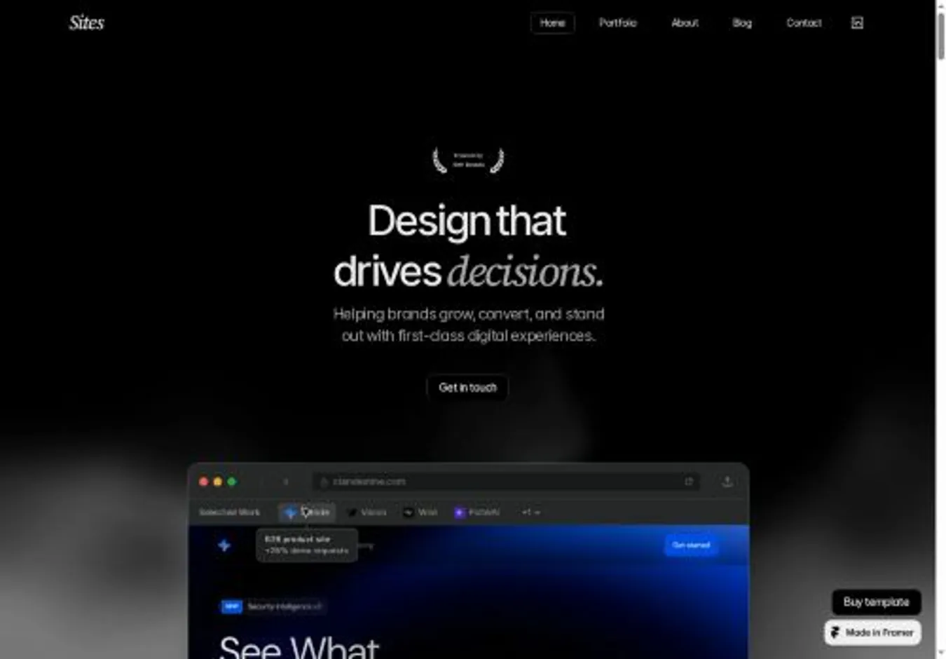 Sites home page on desktop