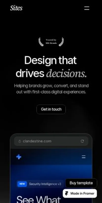 Sites home page on mobile