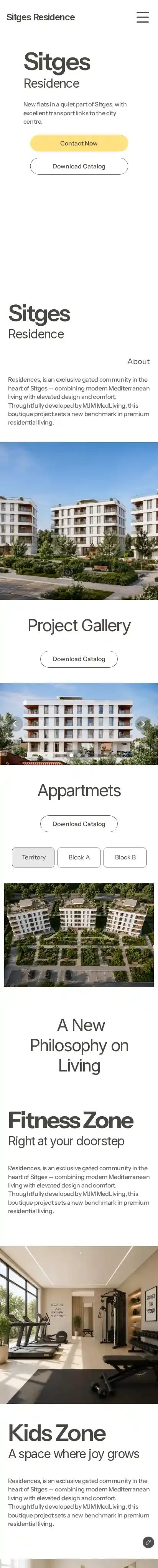 Sitges home page on mobile