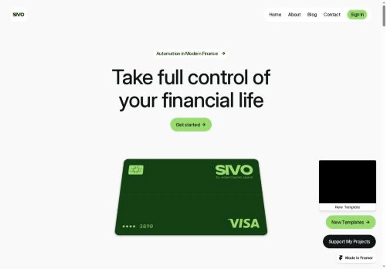 Sivo home page on desktop