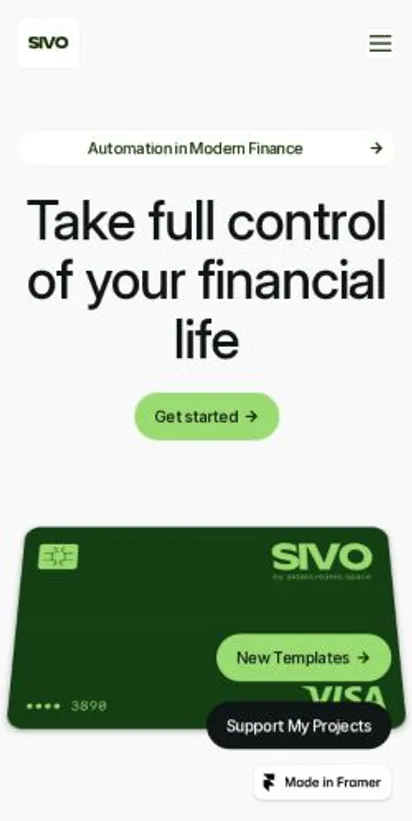 Sivo home page on mobile