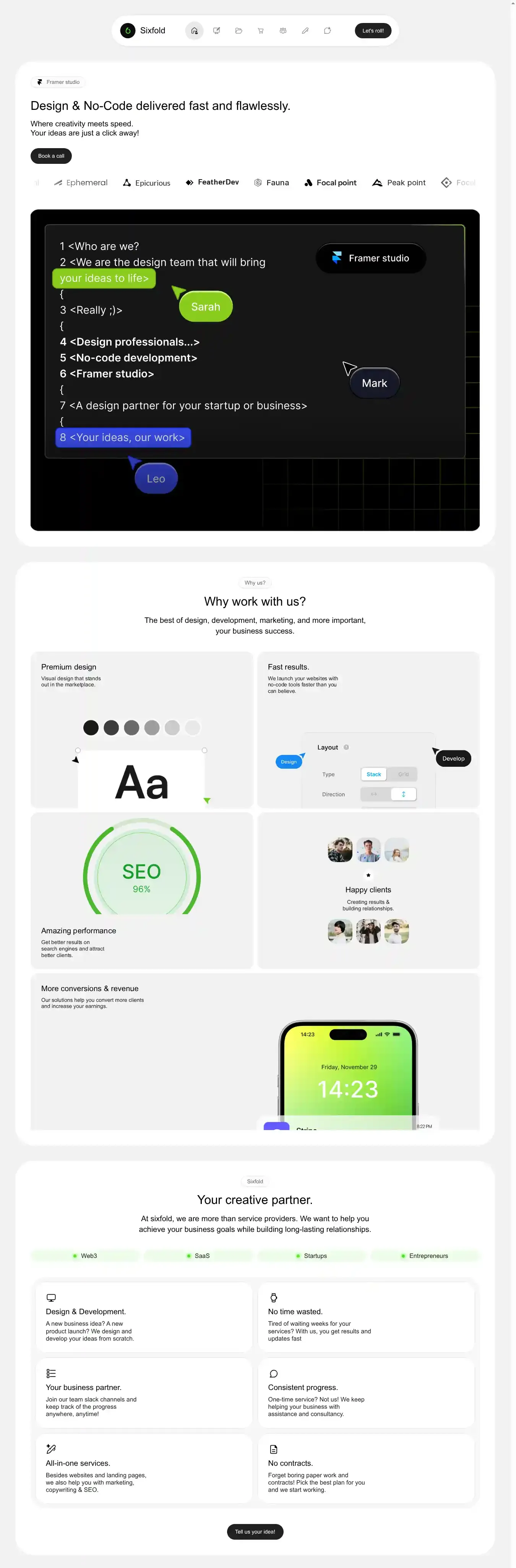 Sixfold pro home page on desktop