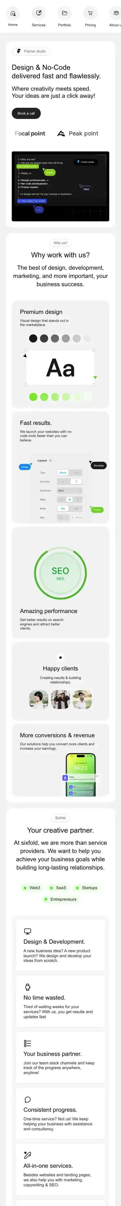 Sixfold pro home page on mobile