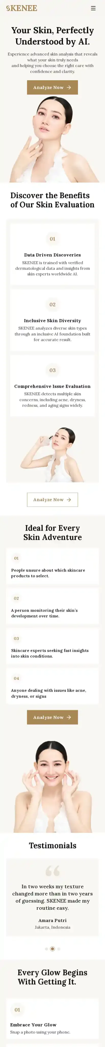 SKENEE home page on mobile